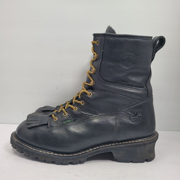 Georgia Woodcutter Logger Men's Black Leather Lace Up Work Boots G8170 US Sz 12W - Picture 2 of 11